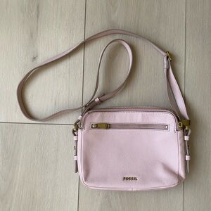 Fossil Sydney Crossbody - Baby Light Powder Pink Leather Small Double Zipper
